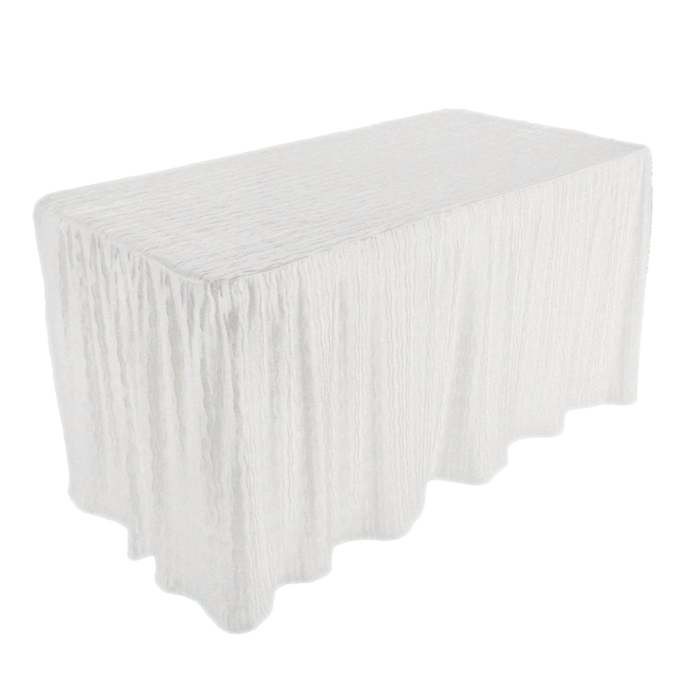 Tovaglia Per Tavolo Pieghevole 4 Piedi: Morbida, Elegante E Con Gonna Lunga - Colore Bianco